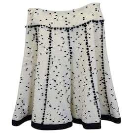 Oscar de la Renta-Oscar De La Renta Fit & Flare Dotted Mini Skirt in Cream Polyamide-White,Cream