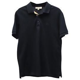 Polo Burberry a maniche corte in cotone nero Nero