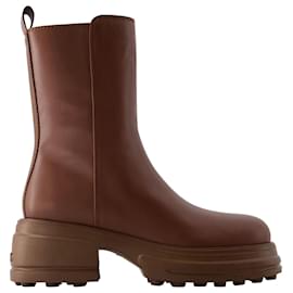 Tod's-Gomma Tronchetto Boots - Tod's - Leather - Brown-Brown