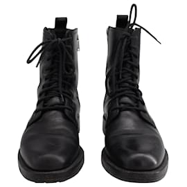 Saint Laurent-Saint Laurent Rangers Army Boots in Black Leather-Black
