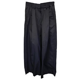 Dries Van Noten Podium-Plisseehose mit weitem Bein aus schwarzem Polyester Schwarz