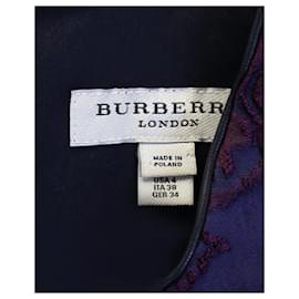 Burberry-Burberry Floral Embroidered Sheath Dress in Purple Polyester-Purple