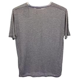 Saint Laurent-T-shirt girocollo a righe Saint Laurent in rayon grigio-Grigio