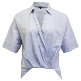 Theory-Camisa con cuello torcido alto-bajo de Theory en algodón azul claro-Azul,Azul claro