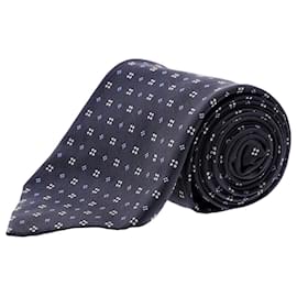 Ermenegildo Zegna-Ermenegildo Zegna Diamond Pattern Necktie in Navy Blue Silk-Blue,Navy blue