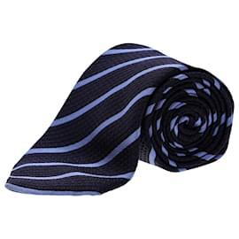 Ermenegildo Zegna-Ermenegildo Zegna Striped Necktie in Navy Blue Silk-Navy blue