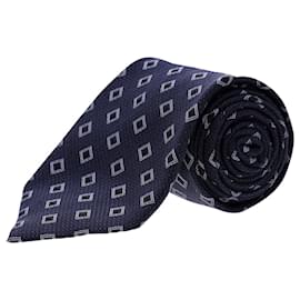 Ermenegildo Zegna-Ermenegildo Zegna Square Print Necktie in Navy Blue Silk-Navy blue