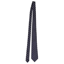Ermenegildo Zegna-Ermenegildo Zegna Square Print Necktie in Navy Blue Silk-Navy blue