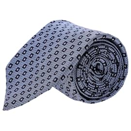 Ermenegildo Zegna-Ermenegildo Zegna Square Print Necktie in Blue Silk-Blue