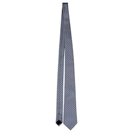 Ermenegildo Zegna-Cravate Carrée Ermenegildo Zegna en Soie Bleue-Bleu