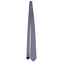 Ermenegildo Zegna-Ermenegildo Zegna Square Print Necktie in Blue Silk-Blue