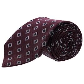Autre Marque Ermenegildo Zegna Diamond Pattern Necktie in Burgundy Silk Dark red