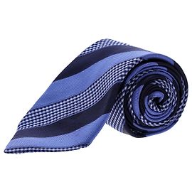 Ermenegildo Zegna Corbata con Estampado de Rayas en Seda Azul Azul
