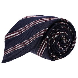 Ermenegildo Zegna Cravatta Stampa Righe in Seta Navy Altro