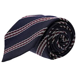 Ermenegildo Zegna-Ermenegildo Zegna Striped Print Necktie in Navy Silk-Other