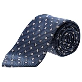 Ermenegildo Zegna-Ermenegildo Zegna Dotted Necktie in Blue Silk-Blue,Navy blue