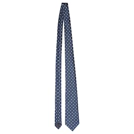 Ermenegildo Zegna-Cravate à Pois Ermenegildo Zegna en Soie Bleue-Bleu,Bleu Marine