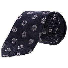 Ermenegildo Zegna Cravatta Modello Rotondo in Seta Navy Nero