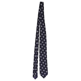 Ermenegildo Zegna-Ermenegildo Zegna-Krawatte mit rundem Muster aus marineblauer Seide-Schwarz