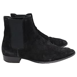 Saint Laurent-Saint Laurent Wyatt Chelsea Boots in Black Suede-Black