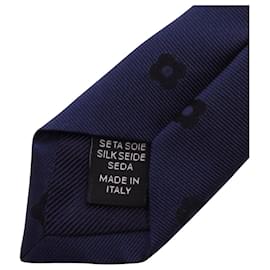 Autre Marque-Ermenegildo Zegna Floral Pattern Necktie in Navy Silk-Blue,Navy blue