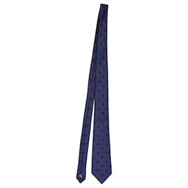 Autre Marque-Ermenegildo Zegna Floral Pattern Necktie in Navy Silk-Blue,Navy blue