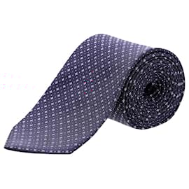 Hugo Boss-BOSS Hugo Boss Dots and Diamond Pattern Necktie in Navy Blue Silk-Blue,Navy blue