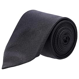 Hugo Boss-BOSS Hugo Boss Krawatte mit Rautenmuster aus schwarzer Seide-Schwarz