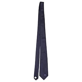 Burberry-Burberry Gravata Listrada em Seda Azul Marinho-Azul,Azul marinho