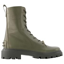 Tod's-Gomma Pesante Boots  - Tod's - Leather - Kahki-Green,Khaki