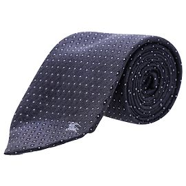 Burberry Dotted Pattern Necktie in Navy Silk Blue Navy blue