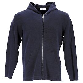 Sandro Paris Kapuzenpullover mit Frontreißverschluss aus marineblauer Baumwolle Blau Marineblau