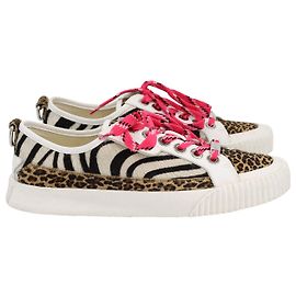 Tênis cano baixo Jimmy Choo Impala em couro e pêlo de bezerro com estampa animal multicolor Outro