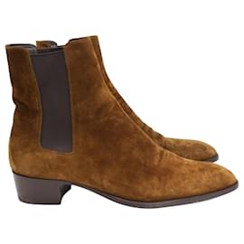 Yves Saint Laurent-Bottines Chelsea Saint Laurent Wyatt en Daim Marron-Marron