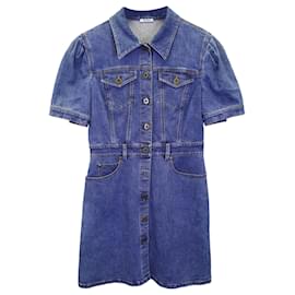 Miu Miu-Miu Miu Collared Button Front Denim Mini Dress in Blue Cotton-Blue