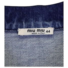 Miu Miu-Miu Miu Mini Robe en Denim à Col Boutonné sur le Devant en Coton Bleu-Bleu