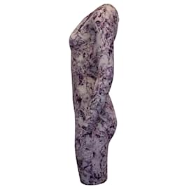 Alexander Mcqueen-Alexander Mcqueen Robe moulante à imprimé abstrait en viscose blanche et violette-Autre
