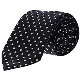 Ermenegildo Zegna-Ermenegildo Zegna Krawatte mit gepunktetem Muster aus schwarzer Seide-Andere