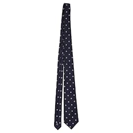 Ermenegildo Zegna-Ermenegildo Zegna Dotted Pattern Necktie in Navy Silk-Black