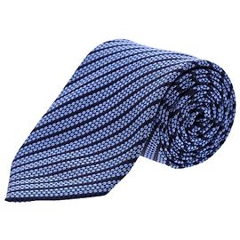 Ermenegildo Zegna Corbata con Estampado de Rayas en Seda Azul Azul