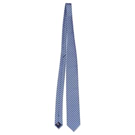 Ermenegildo Zegna-Ermenegildo Zegna Striped Pattern Necktie in Blue Silk-Blue