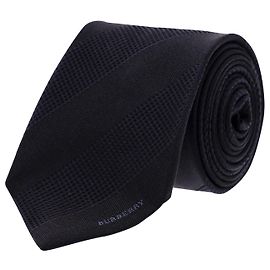 Cravatta Burberry Waffle-Texture in Seta Nera Nero