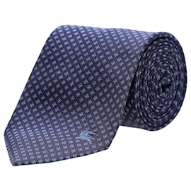 Cravate Burberry Diamond Pattern en Soie Bleue Bleu