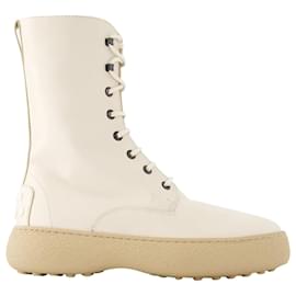 Tod's-Winter Gommini Boots - Tod's - Leather - White-White
