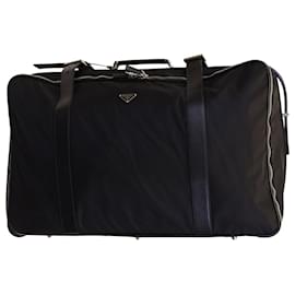 Prada-Prada Leather Trimmed Semi-Rigid Suitcase in Black Nylon-Black