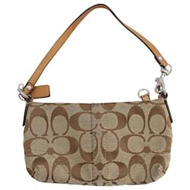 Coach-Coach Signature Logo Mini Wristlet in Brown Canvas and Leather-Other