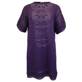 Rachel Comey Robe droite à manches courtes en coton crocheté violet Violet