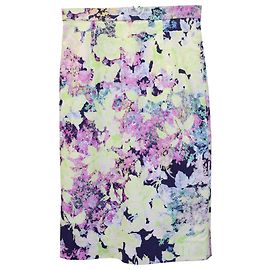 Saia Lápis com Estampa Floral Erdem em Viscose Multicolor Outro