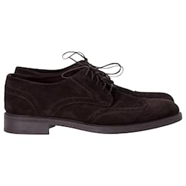 Ermenegildo Zegna-Ermenegildo Zegna Lace-Up Derby Shoes in Brown Suede-Brown