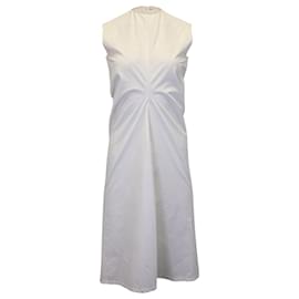 Jil Sander-Jil Sander Sleeveless Shift Dress in White Cotton-White